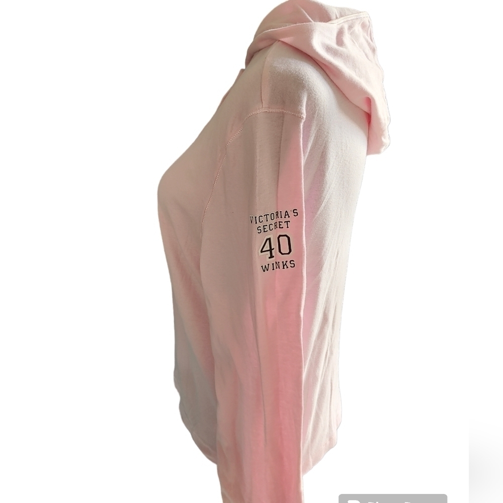VICTORIA SECRET Cotton Button Down Pajama Hooded Pink Top Size XL